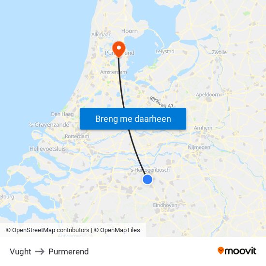 Vught to Purmerend map