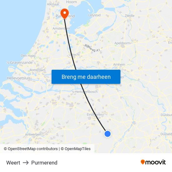 Weert to Purmerend map