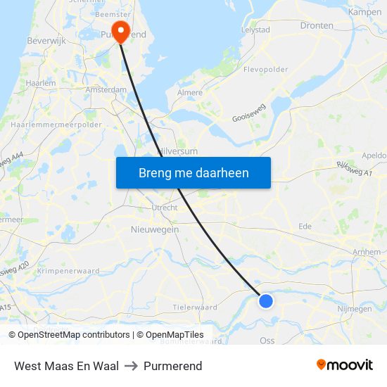 West Maas En Waal to Purmerend map