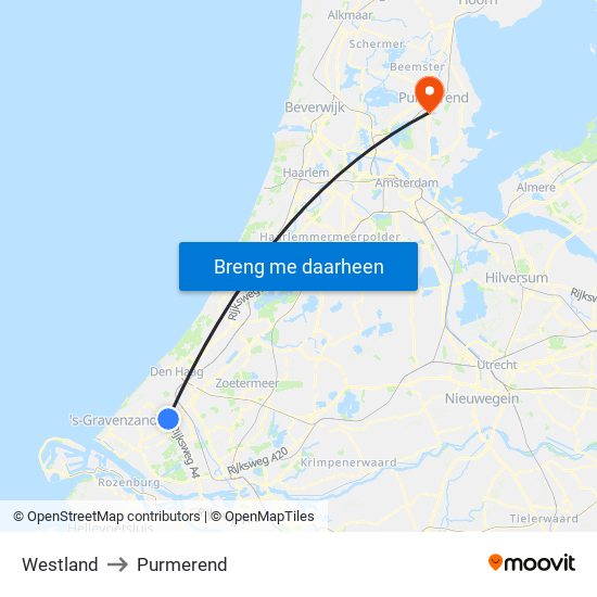 Westland to Purmerend map