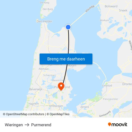 Wieringen to Purmerend map