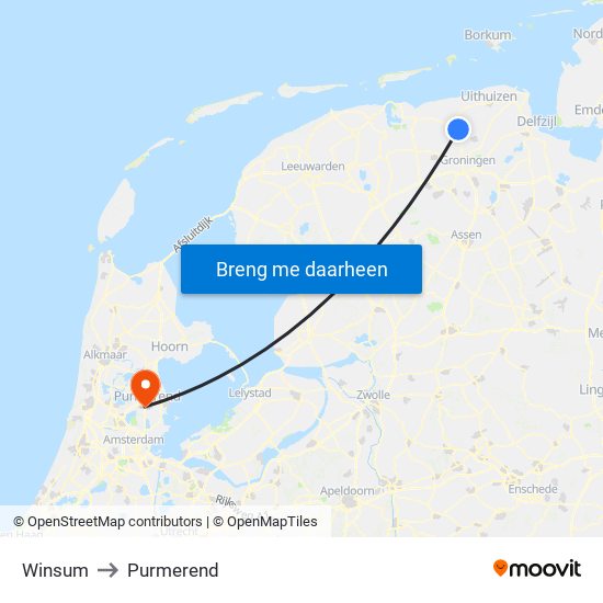 Winsum to Purmerend map