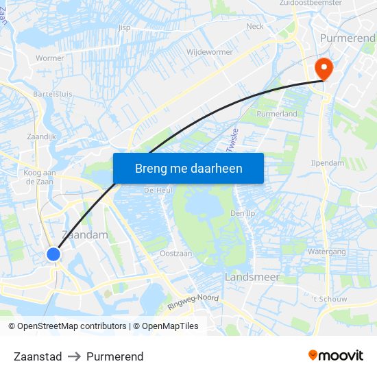 Zaanstad to Purmerend map