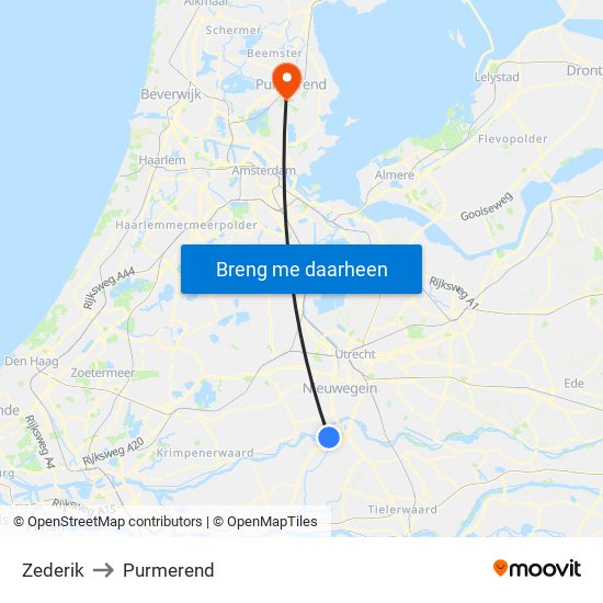 Zederik to Purmerend map