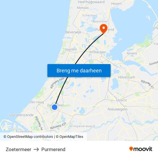 Zoetermeer to Purmerend map