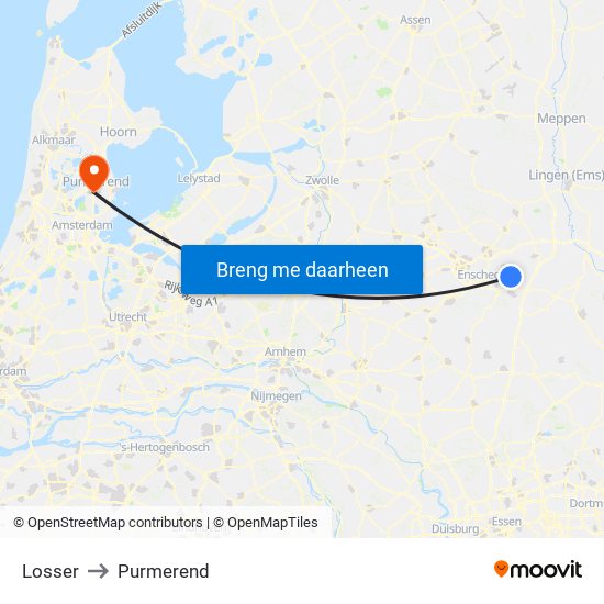 Losser to Purmerend map