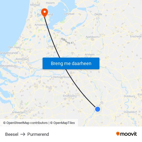 Beesel to Purmerend map