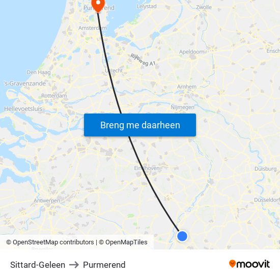 Sittard-Geleen to Purmerend map