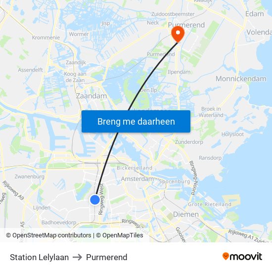 Station Lelylaan to Purmerend map