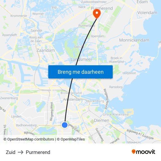 Zuid to Purmerend map