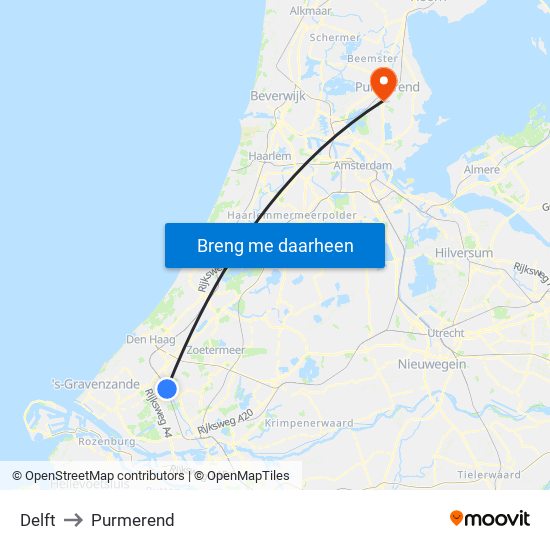 Delft to Purmerend map