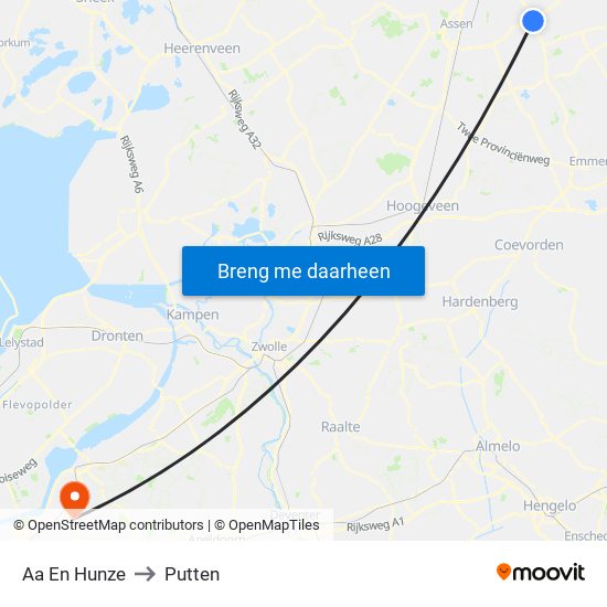 Aa En Hunze to Putten map