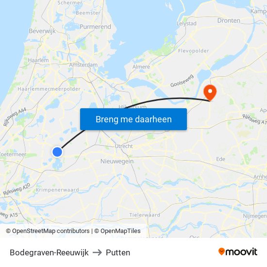 Bodegraven-Reeuwijk to Putten map