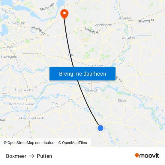 Boxmeer to Putten map