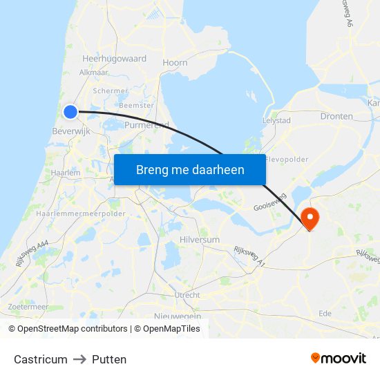 Castricum to Putten map