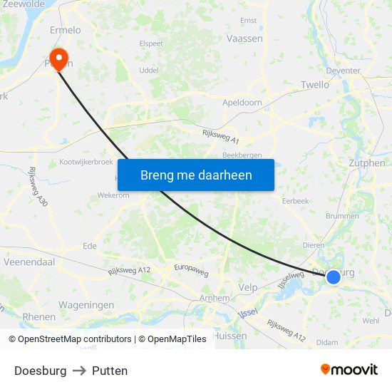 Doesburg to Putten map