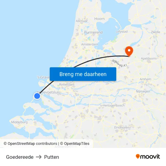 Goedereede to Putten map