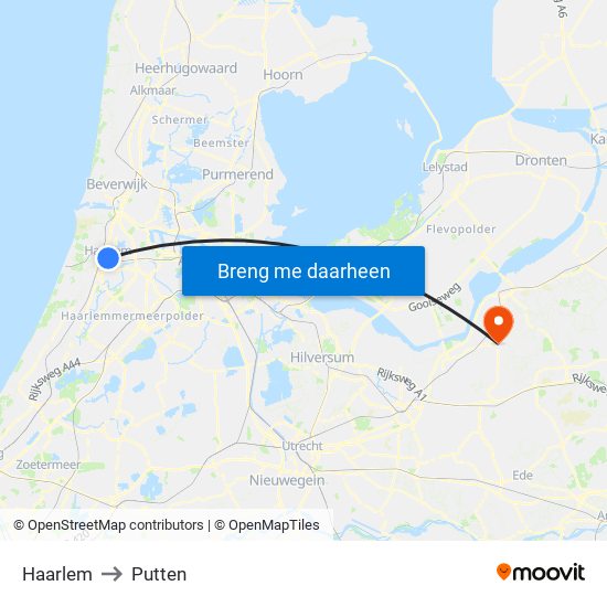 Haarlem to Putten map