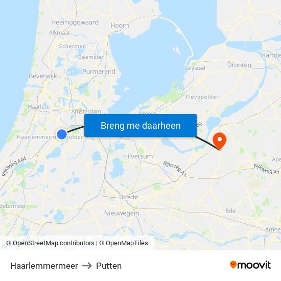 Haarlemmermeer to Putten map