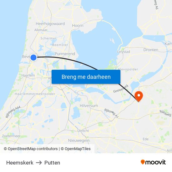 Heemskerk to Putten map