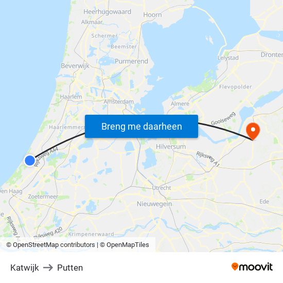 Katwijk to Putten map