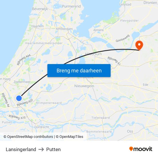 Lansingerland to Putten map