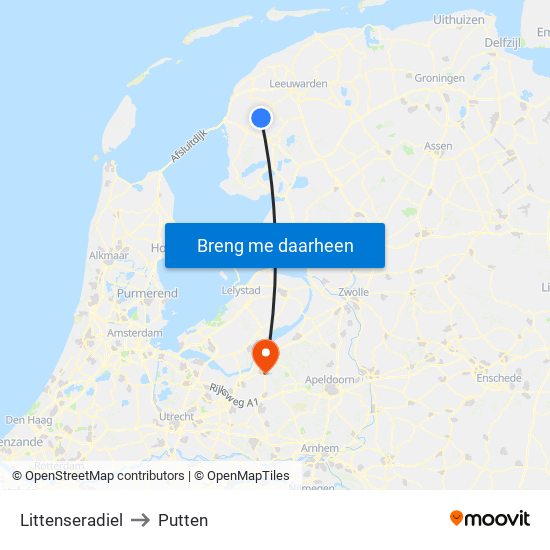 Littenseradiel to Putten map