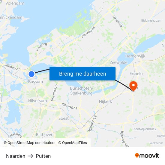 Naarden to Putten map