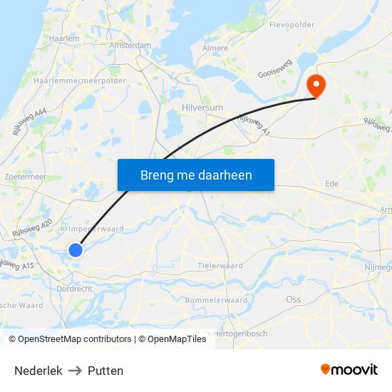 Nederlek to Putten map