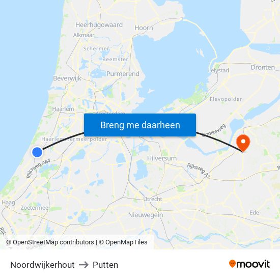 Noordwijkerhout to Putten map