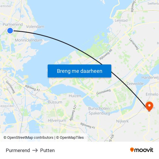 Purmerend to Putten map