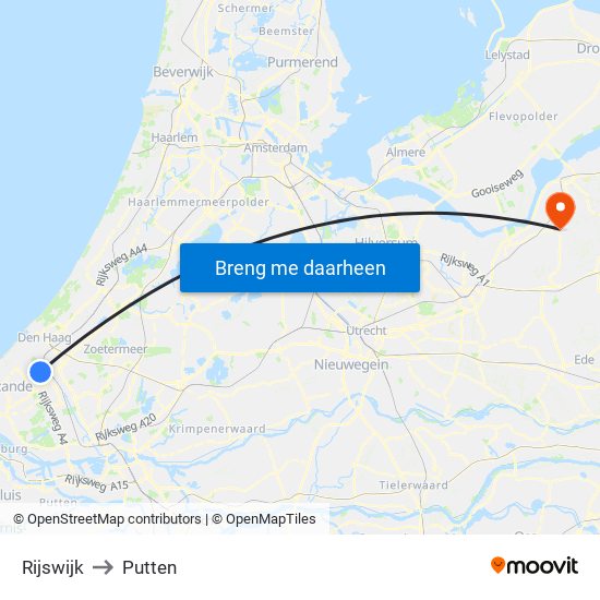 Rijswijk to Putten map