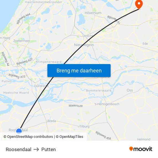 Roosendaal to Putten map