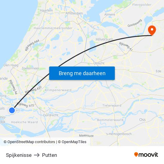 Spijkenisse to Putten map