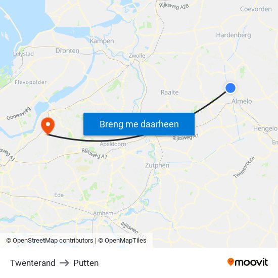 Twenterand to Putten map