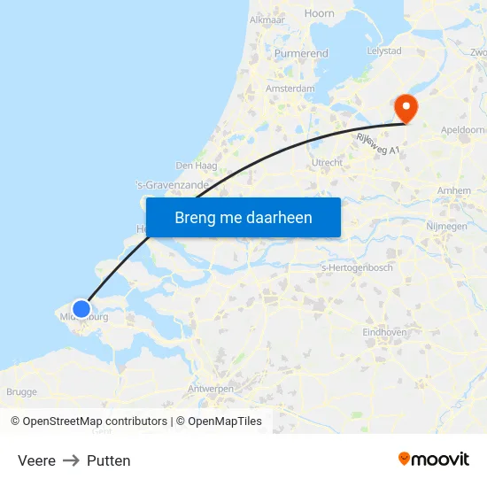 Veere to Putten map