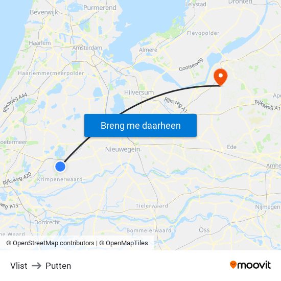 Vlist to Putten map