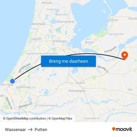 Wassenaar to Putten map
