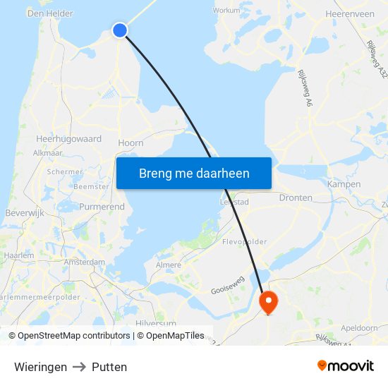 Wieringen to Putten map
