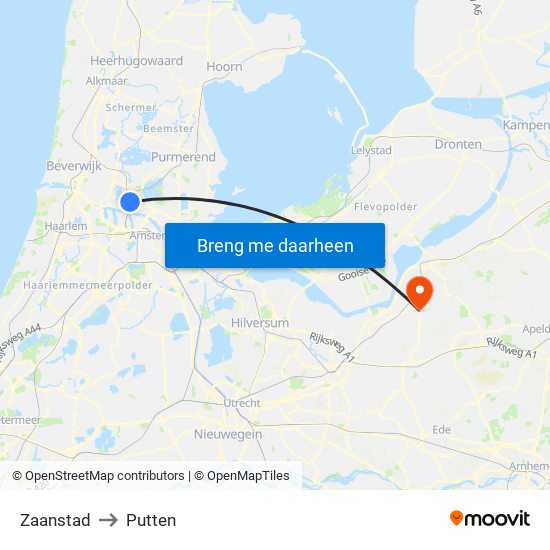 Zaanstad to Putten map