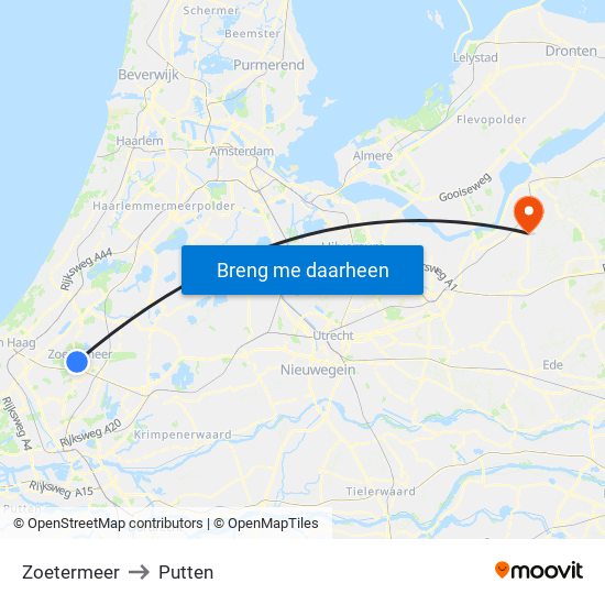 Zoetermeer to Putten map