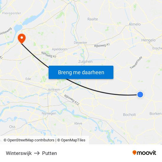 Winterswijk to Putten map