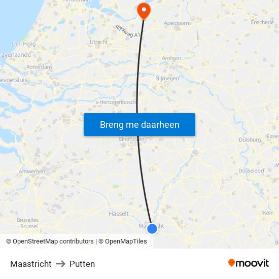 Maastricht to Putten map