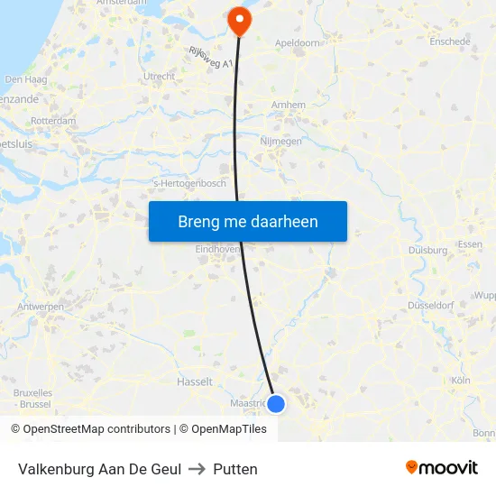 Valkenburg Aan De Geul to Putten map