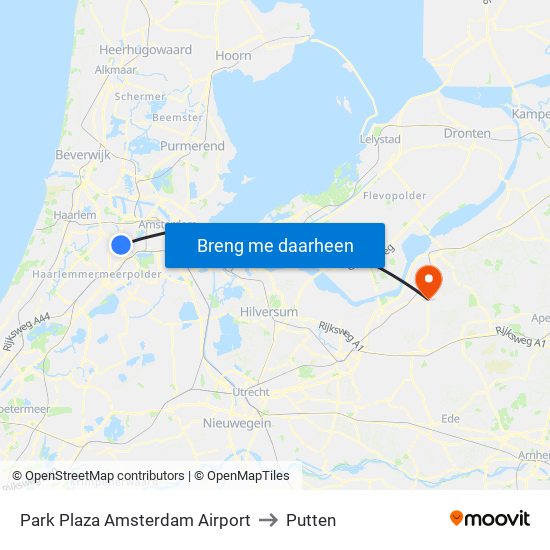 Park Plaza Amsterdam Airport to Putten map
