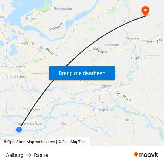 Aalburg to Raalte map