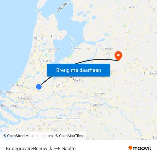Bodegraven-Reeuwijk to Raalte map