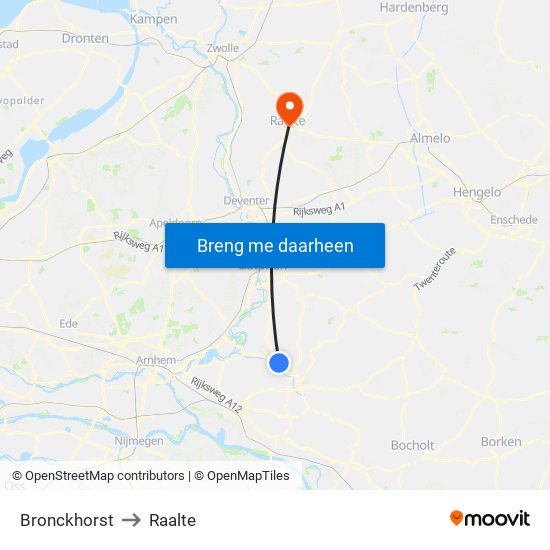 Bronckhorst to Raalte map