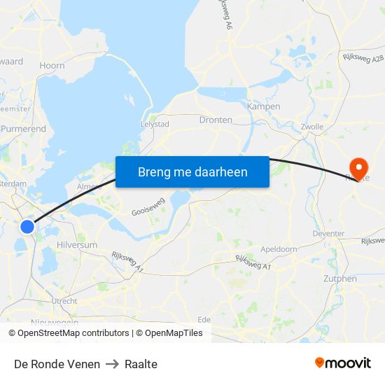 De Ronde Venen to Raalte map