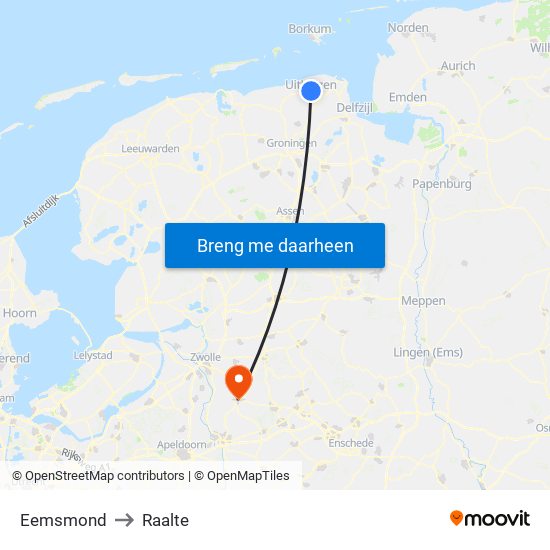 Eemsmond to Raalte map